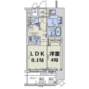 スワンズシティ大阪城ノース(1LDK/10階)の間取り写真