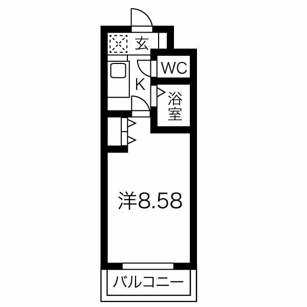 コーラル観月(1K/3階)の間取り写真