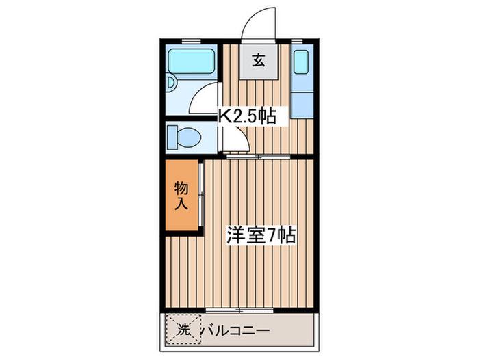 フジハイツ(1K/2階)の間取り写真