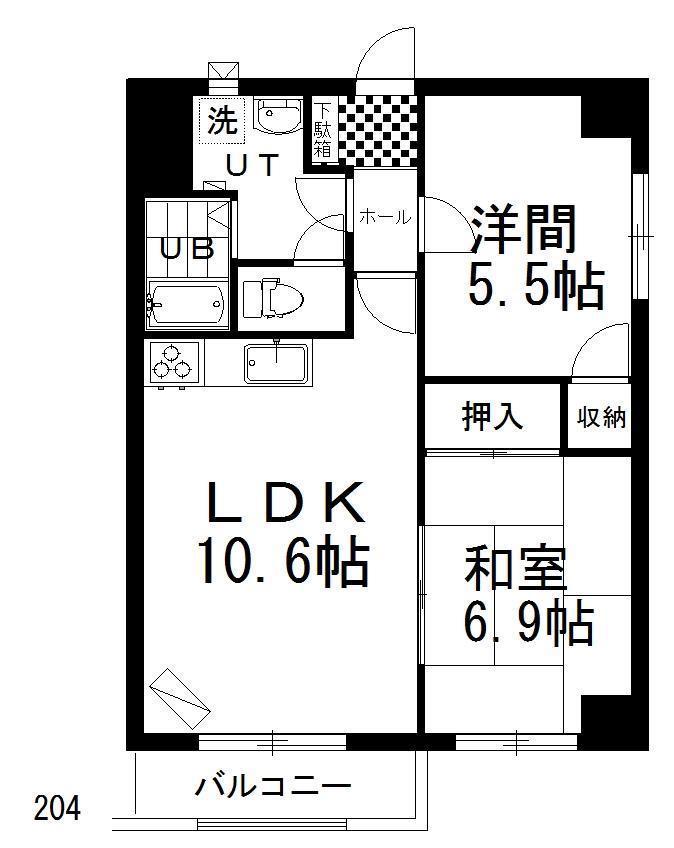 CINQ ARCADIA(2LDK/2階)の間取り写真