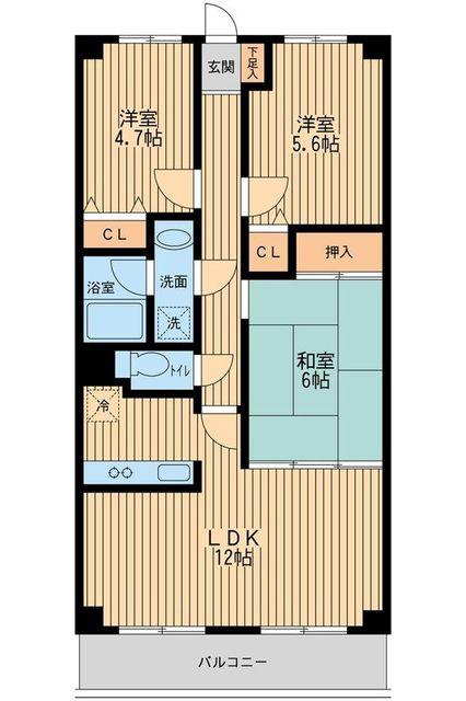 パルティール茂呂(3LDK/1階)の間取り写真