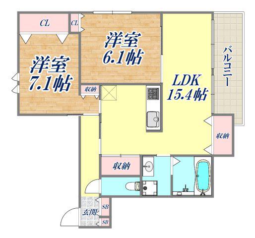 GRAN EIGHT KOUSHIEN TOZAKI(2LDK/3階)の間取り写真