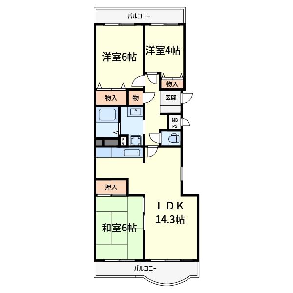 メゾン千里丘5番街O棟(3LDK/5階)の間取り写真