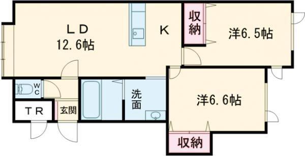 レーヴ春光(2LDK/1階)の間取り写真