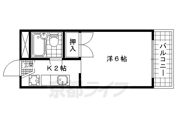 グランドワーク御陵(1K/3階)の間取り写真
