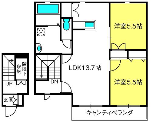 BALLARE(2LDK/2階)の間取り写真