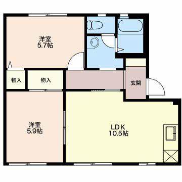 フォーレスこみどA棟(2LDK/2階)の間取り写真