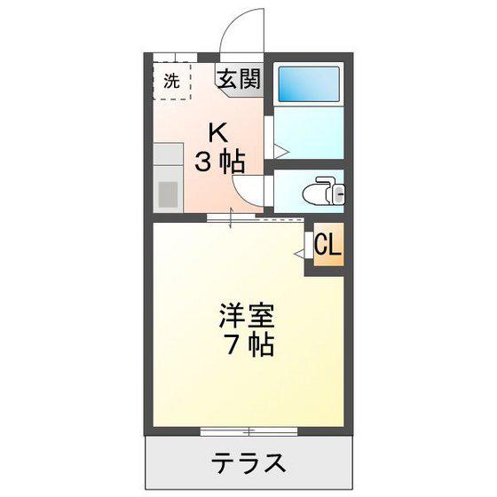 ハイツサンリバー(ワンルーム/1階)の間取り写真