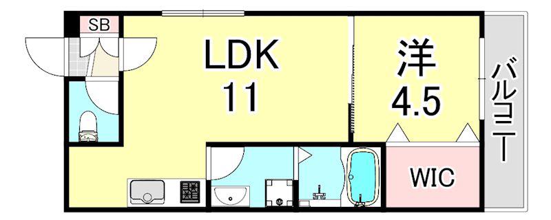 ソリティア西宮(1LDK/1階)の間取り写真