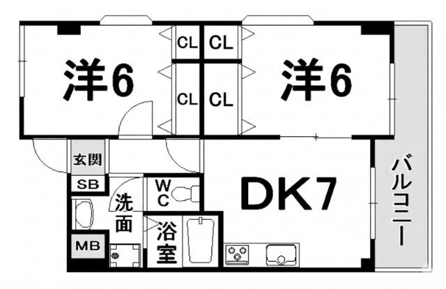 アステ―ル稲野(2DK/2階)の間取り写真