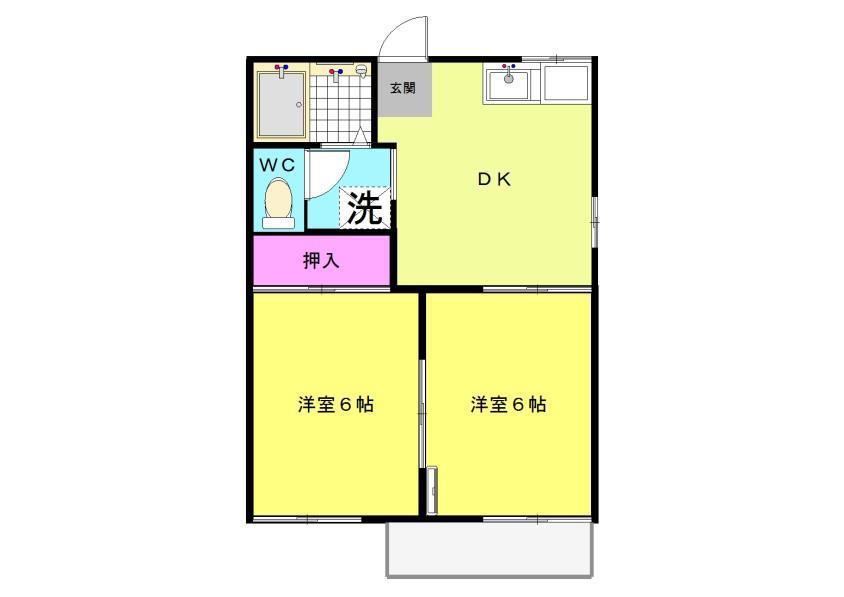 レジデンス服部(2DK/2階)の間取り写真