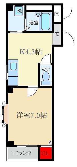 メゾンドオーブII(1K/2階)の間取り写真