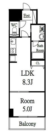 ブラービ南船場(1LDK/9階)の間取り写真