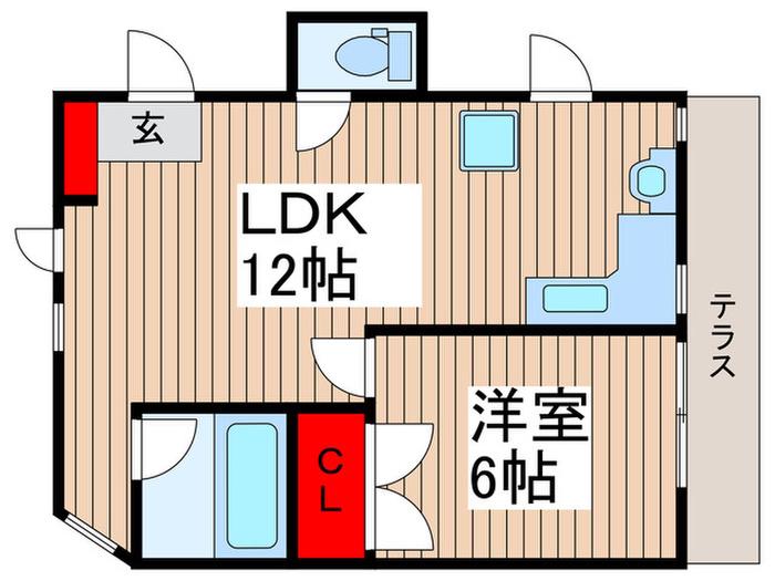 K・グロワール(1LDK/1階)の間取り写真