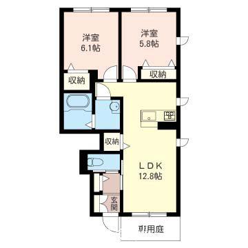 シャインファーストB(2LDK/1階)の間取り写真