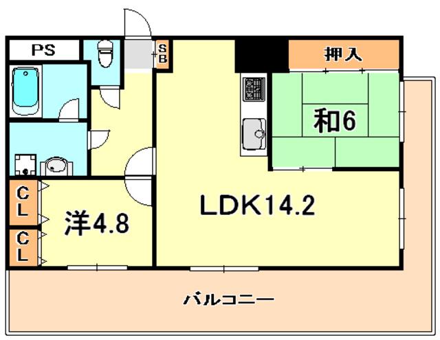 パークプラザ鷹取(2LDK/9階)の間取り写真