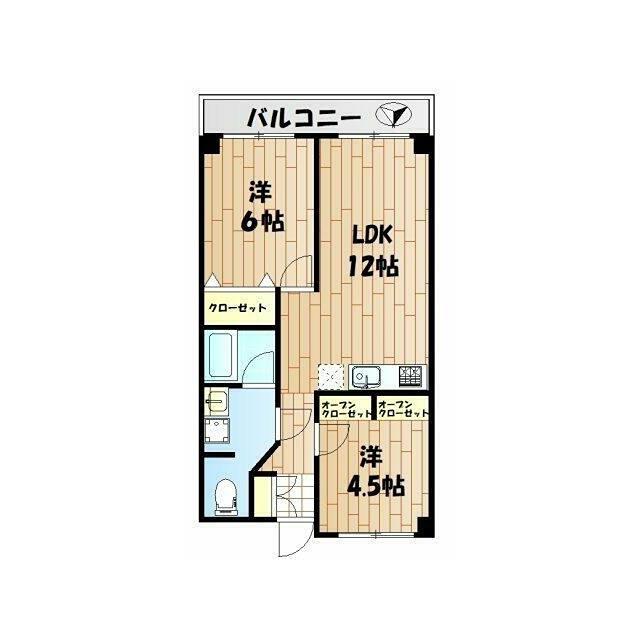 ハピネス飯田VII号館(2LDK/1階)の間取り写真