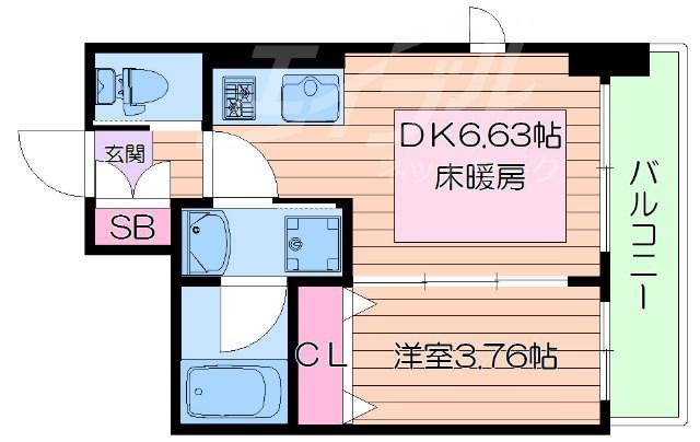 江坂プライマリーワン(1DK/6階)の間取り写真