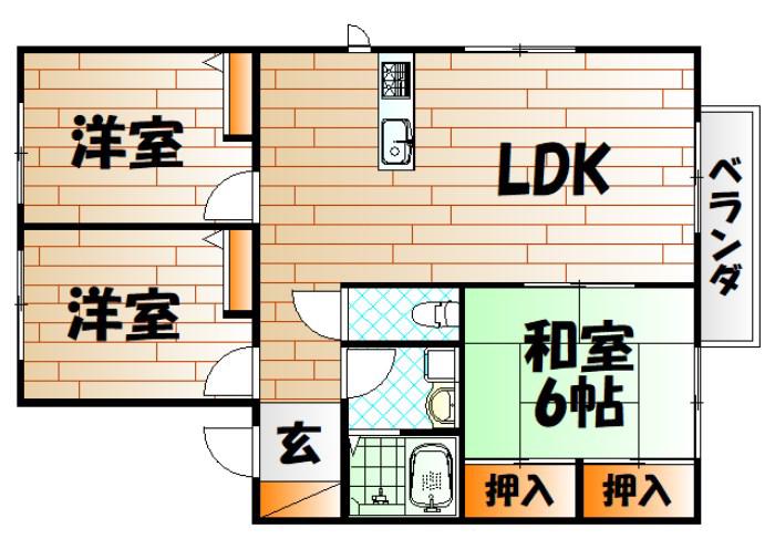 浪漫志井 F棟(3LDK/1階)の間取り写真