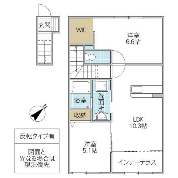 LAPIS 水戸内原(2LDK/2階)の間取り写真