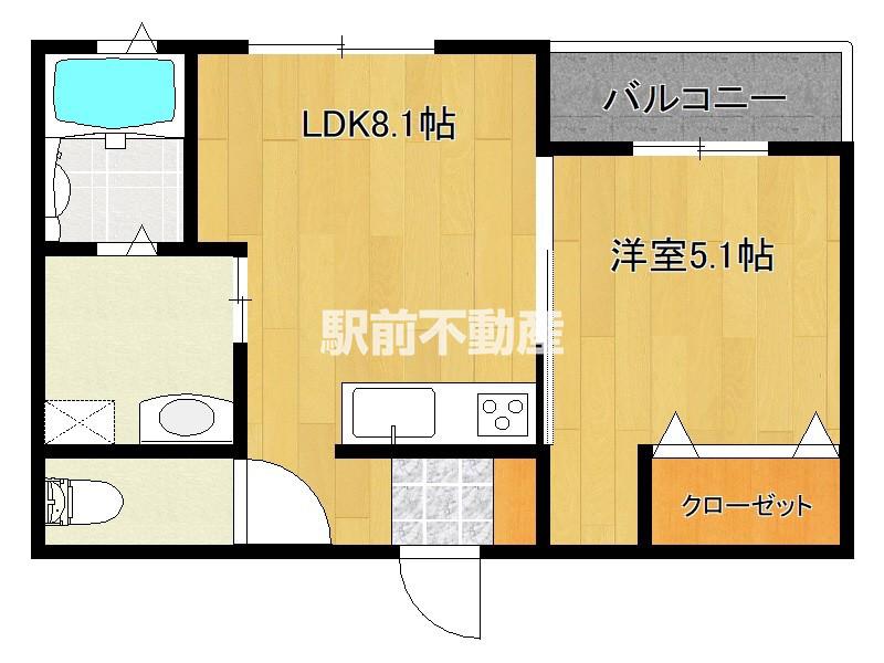 TIARA(1LDK/3階)の間取り写真