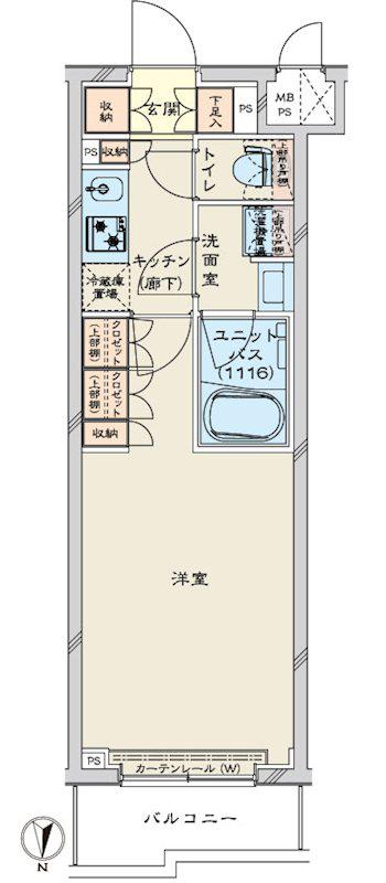ルーブル川崎鷺沼(1K/3階)の間取り写真