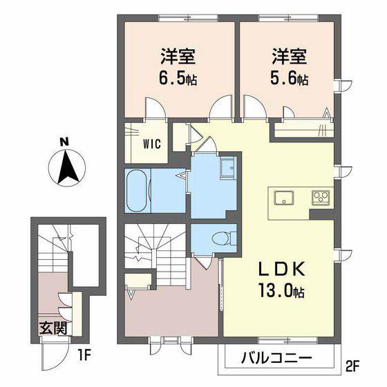 カルムプレイス(2LDK/2階)の間取り写真