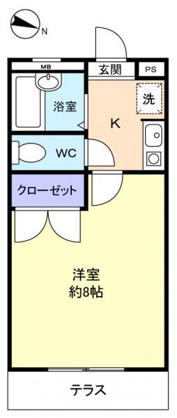 フローラ(1K/1階)の間取り写真