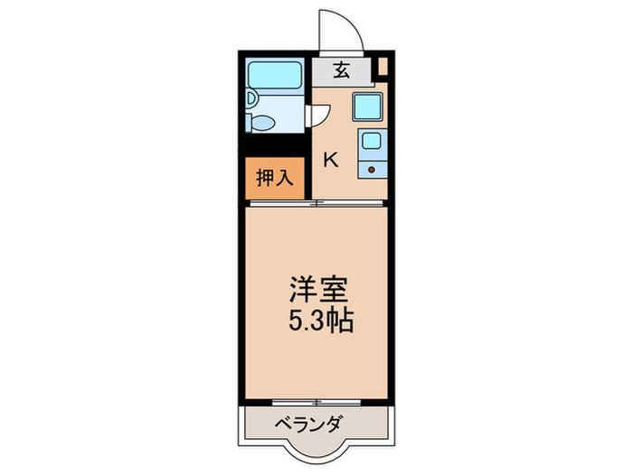 ビューパレスひばりヶ丘(1K/2階)の間取り写真