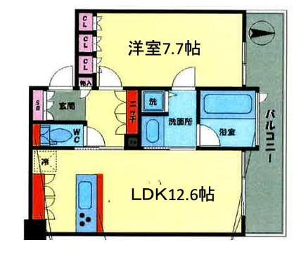 ビオール大阪大手前タワー(1LDK/35階)の間取り写真