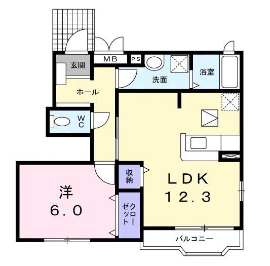メゾン ド リベラ(1LDK/1階)の間取り写真
