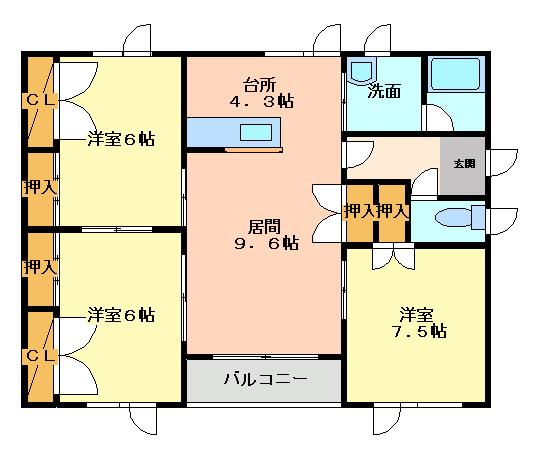 フリーダムB(3LDK/2階)の間取り写真