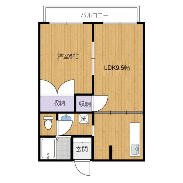 サンガーデン小野 B棟(1LDK/2階)の間取り写真