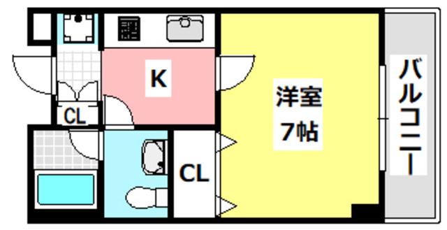 ヴェルドゥール茨木(1K/4階)の間取り写真