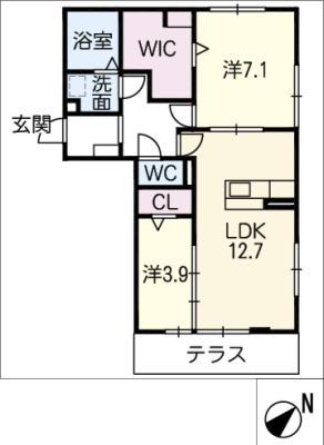 パークハイムA棟(2LDK/1階)の間取り写真