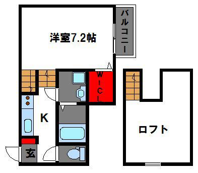 SORRISO VILLA TERRACEソリーソヴィラテラス(1K/2階)の間取り写真