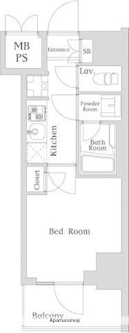 ハーモニーレジデンス川崎♯002(1K/9階)の間取り写真