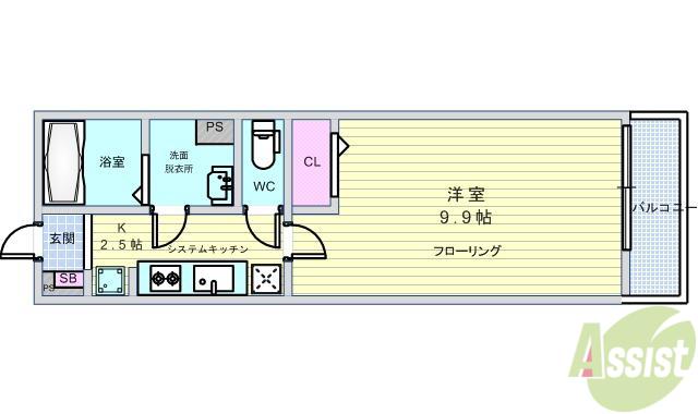 リブリ・曽根ハイム(1K/2階)の間取り写真