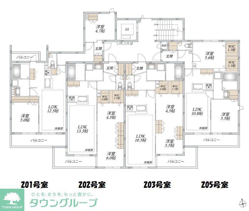 クレ ド ボヌール(2LDK/2階)の間取り写真