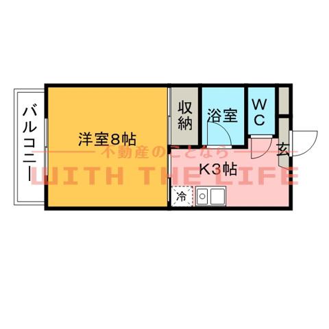 メゾン矢取II(1K/2階)の間取り写真