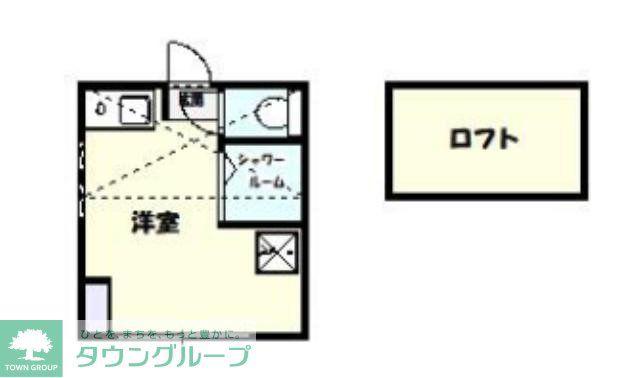 ルームズ市谷A棟 A(ワンルーム/2階)の間取り写真