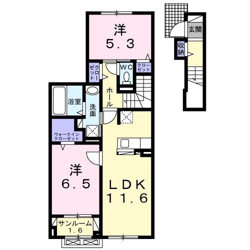 メイゼル(2LDK/2階)の間取り写真
