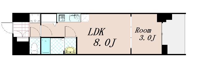 プレサンス堺筋本町エグゼブラン(1LDK/7階)の間取り写真