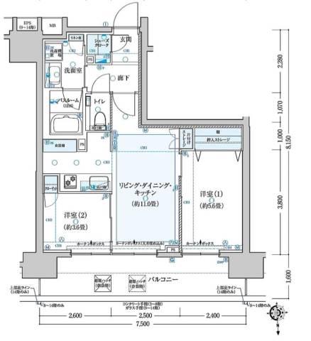 クリオレジダンス八王子ザ・マークス(2LDK/5階)の間取り写真