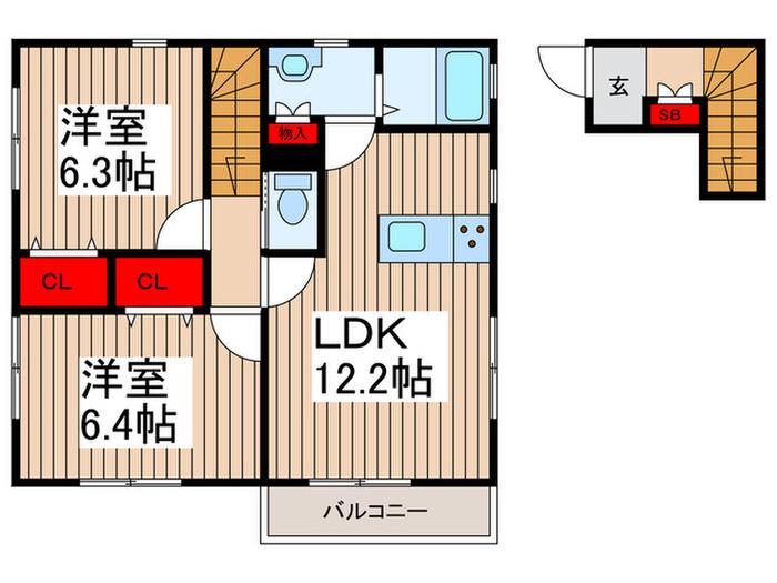 スペラーレ(2LDK/2階)の間取り写真