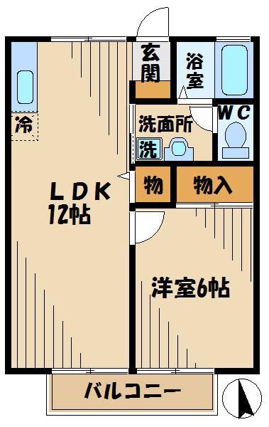 メゾンくろかわ(1LDK/2階)の間取り写真