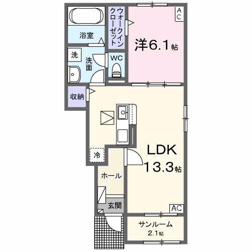 SEJOUR・セジュール(1LDK/1階)の間取り写真