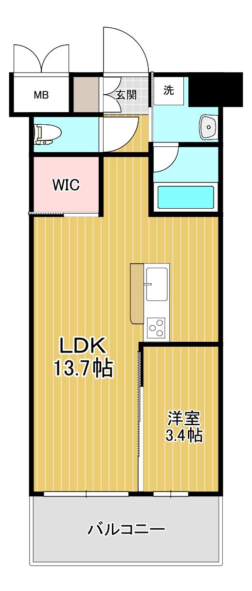 ウイングス西本(1LDK/2階)の間取り写真
