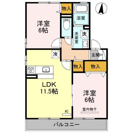 プラッツ・ルーエA/B(2LDK/2階)の間取り写真