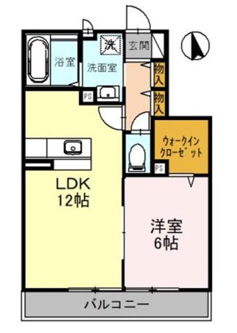 ヴィルヌーブ 202(1LDK/2階)の間取り写真